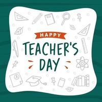 Teacher's day template doodle lineart illustration vector