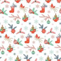 Winter seamless pattern with Christmas decor. vector illustration
