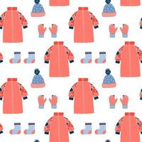 Seamless pattern with winter outerwear. vector illustration