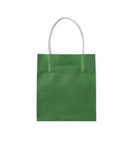 Green paper shopping bag isolated on white background with clipping path photo