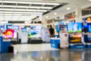 eletronic department store with bokeh blurred background photo