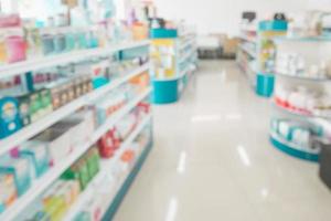 pharmacy drugstore shop interior blur background photo