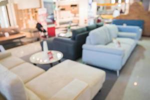 Abstract blur sofa in furniture showroom store interior with bokeh light background for montage product display photo