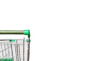 Empty green shopping cart isolated on white background with clipping path photo