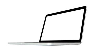 Laptop computer with blank screen isolated on white background photo