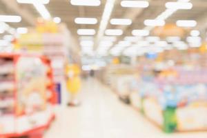 Abstract blur supermarket discount store product shelves interior defocused background photo