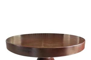 Brown wood round table top isolated on white background photo