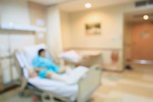 Abstract hospital room interior with bed blur background photo