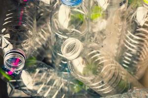 plastic bottles recycling background concept photo