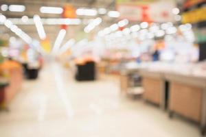 Abstract supermarket grocery store blurred defocused background with bokeh light photo