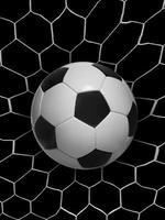 Shoot soccer ball in goal, net on black isolated background photo