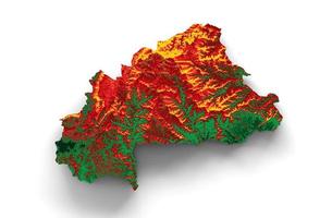 mapa de burkina faso con los colores de la bandera rojo verde y amarillo mapa en relieve sombreado ilustración 3d foto