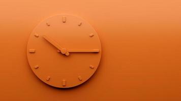 Minimal Orange clock 10 15 quarter past Ten o'clock abstract Minimalist wall clock 22 15 or Ten fifteen 3d Illustration photo