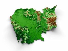 Cambodia Topographic Map 3d realistic map Color 3d illustration photo