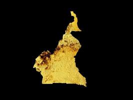 Cameroon Map Golden metal Color Height map Background 3d illustration photo