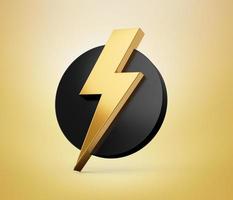 Thunderbolt Logo Design in a Black Circle 3d illustration photo