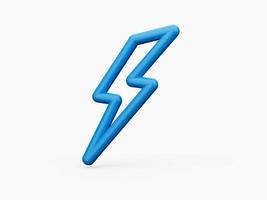 Blue thunder or lightning isolated background with shadow minimal 3D illustration photo