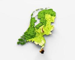 Netherlands Map Shaded relief Color Height map on the sea Blue Background 3d illustration photo