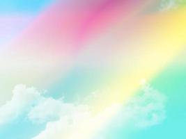 beauty sweet pastel pink yellow colorful with fluffy clouds on sky. multi color rainbow image. abstract fantasy growing light photo