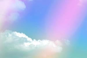 beauty sweet pink green colorful with fluffy clouds on sky. multi color rainbow image. abstract fantasy growing light photo