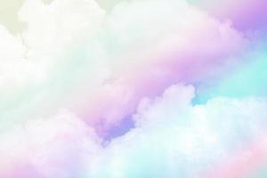 beauty sweet pastel violet pink  colorful with fluffy clouds on sky. multi color rainbow image. abstract fantasy growing light photo