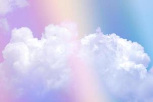 beauty sweet pastel purple blue  colorful with fluffy clouds on sky. multi color rainbow image. abstract fantasy growing light photo