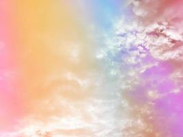 beauty sweet pastel red orange  colorful with fluffy clouds on sky. multi color rainbow image. abstract fantasy growing light photo