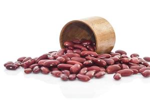 Kidney  beans in wood cup on white background photo