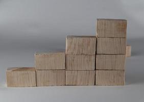 Wood block stacking as step stair. Business concept for growth success process. photo