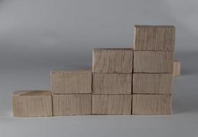 Wood block stacking as step stair. Business concept for growth success process. photo