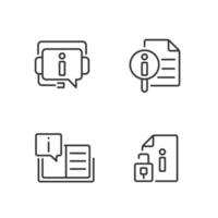 Client information support pixel perfect linear icons set. Open list of typically answers. Digital technology. Customizable thin line symbols. Isolated vector outline illustrations. Editable stroke