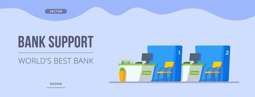 Vector illustration of bank support. Bank branch inside.