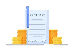 Vector illustration of business contract. Concept of a business agreement.