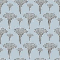 Floral seamless pattern with ginkgo leaf. Botanical fabric print template. Vector outline hand drawn illustration.