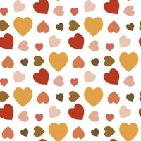 patrón impecable con corazones amarillos rosados, naranjas, rojos y cálidos sobre fondo blanco. imagen vectorial vector