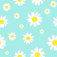 Floral seamless pattern. Botanical fabric print template. Vector illustration with white camomile flowers.
