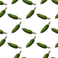 Seamless pattern with cozy tasty cucumbers on white background. Vector image.
