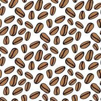 Seamless pattern with coffee beans on white background. Vector image.