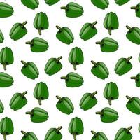 Seamless pattern with green peppers on white background. Vector image.
