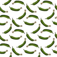 Seamless pattern with tasty cucumbers on white background. Vector image.