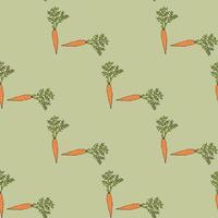 Seamless pattern with yammy carrot on green background. Vector image.