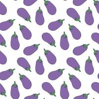 Seamless pattern with yammy eggplant on white background. Vector image.