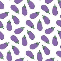 Seamless pattern with yammy eggplant on white background. Vector image.