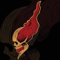 skull vector  illustration with red fire best for t shirt.