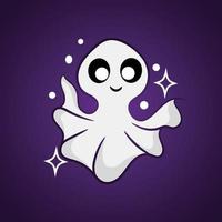 Cute cartoon ghost drawing with hand drawn. Funny Halloween vector illustration.