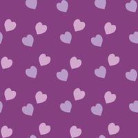 Seamless pattern with light violet and pink hearts on purple background. Vector image.