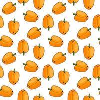 Seamless pattern with orange peppers on white background. Vector image.