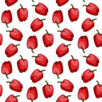 Seamless pattern with red peppers on white background. Vector image.