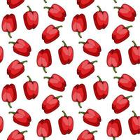 Seamless pattern with red peppers on white background. Vector image.