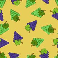 Seamless pattern with green and blue grapes on an orange background vector